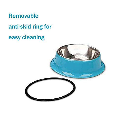 SUOXU Dog Bowl 2 Pieces Stainless Steel Dog dishes,Non-Slip Dog Feeding Bowls Metal Dog Bowls,Medium Dog Food Bowl and Water Bowls (M-580ml) M-20oz/580ml Bowl - PawsPlanet Australia