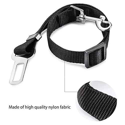 elloLife [2 PACKS Dog Seat Belts for Car, Headrest Restraint Puppy Safety Adjustable Dog Car Seatbelts and Strong Leash Leads Accessories for Dogs Cats Pets, Black - PawsPlanet Australia