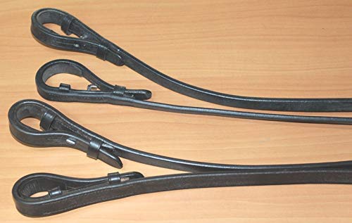 Cwell Equine Classic Super Soft Jelly Rubber Pimple Grip Leather Reins Black/Brown (FULL, BLACK) Full - PawsPlanet Australia