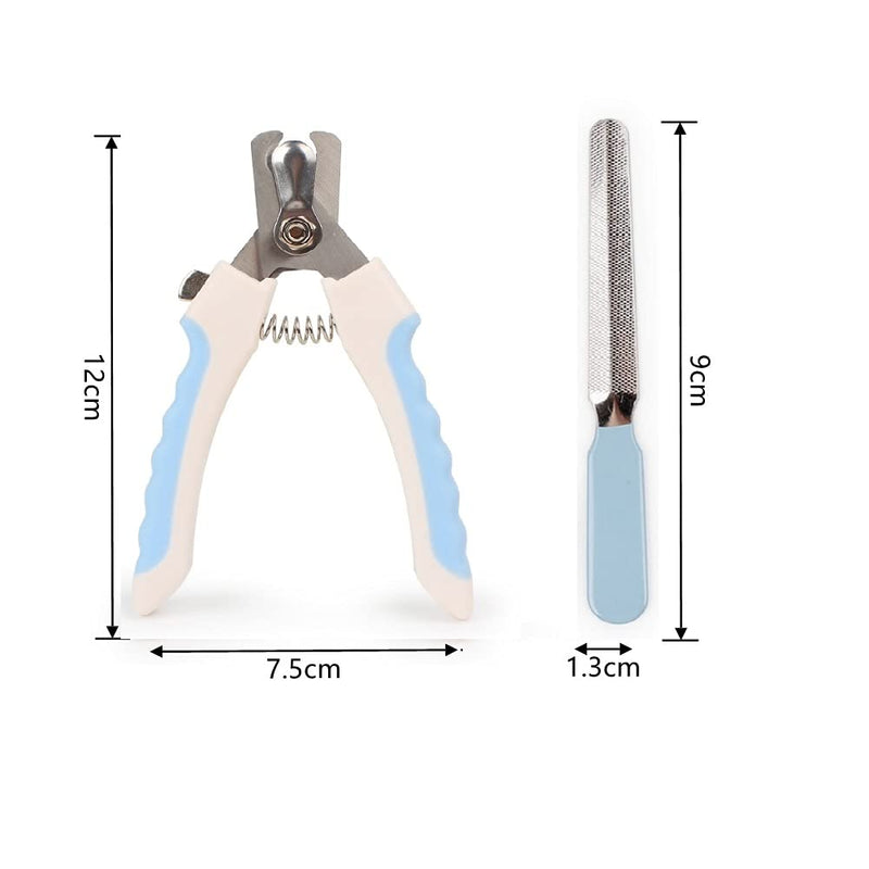 ANSIEDIO Claw Scissors for Dogs and Cats with Nail File - Stainless Steel Nail Scissors Claw Care Cutter for Medium & Small Pets Nail Clippers with Safety Protection (Blue) Blue - PawsPlanet Australia
