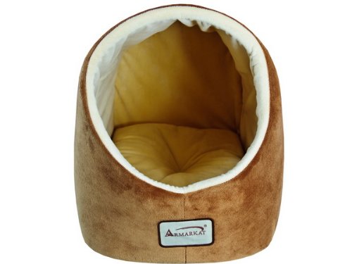 [Australia] - Aeromark International Armarkat Cave Shape Pet Cat Beds for Cats and Small Dogs-Waterproof and Skid-Free Base 18" L X 13" W X 13" H Brown & Ivory 