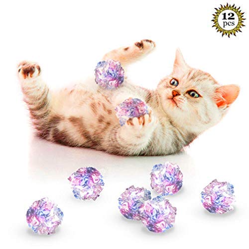 SunGrow Mylar Crinkle Balls for Cats, 1.5-2 Inches, Shiny and Stress Buster Toy, Lightweight and Suitable for Multiple Cats’ Play, Ideal for Kittens and Fully-grown Cats, 12 Pack - PawsPlanet Australia