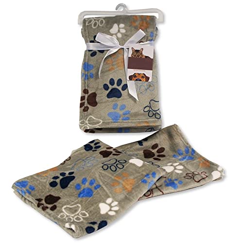 Pet Blanket for Dogs and Cats Small Medium Fleece Flannel Blanket for Pets 100x 85cm - Soft Fluffy Warm Blanket Throw- Cute Dogs Cat Blanket (Multicoloured Paws) - PawsPlanet Australia
