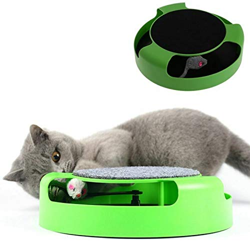 Guilty Gadgets ® Cat Kitten Catch Rotating Mouse Moving Plush Toy Interactive Scratching Claw Care Play Mat Chase Toy - PawsPlanet Australia