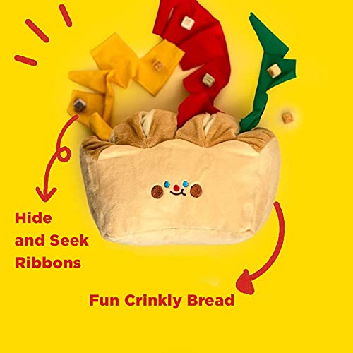 Coco Emporium Bread Hide and Seek Crinkle Puzzle Dog Toy for Small Medium and Large Dogs, Designer Cute Interactive Food Plush Puppy Digging Sensory Toy, Funny Holiday Birthday Games for Puppies - PawsPlanet Australia