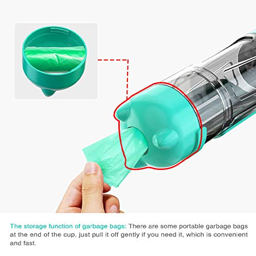 Portable Dog Travel Water Bottle，Multifunctional Pet Water Dispenser with Food Container Bowl and Garbage Bag for Drinking,Eating and Walking，Suitable for Dogs and Cats. - PawsPlanet Australia