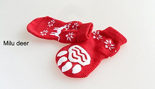 Mummumi Small Dog Sock,Puppy Anti-Slip Socks Comfortable Shoes Boots with Rubber Reinforcement Soft of 4pcs Breathable Sock Design for Pet Dogs S C - PawsPlanet Australia