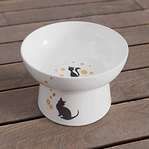 Minibees Raised Cat Bowl,Elevated, Porcelain Made, Pet Supplies, Backflow Prevention, Stress Free, Small to Medium, Safety Choice for Your pet, Superior for Wet and Dry Food - PawsPlanet Australia