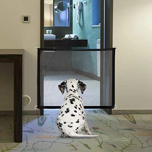 Voarge Magic Gate for Dogs, Portable Folding Mesh Dog Gate-No Smell, Safe Guard Install Anywhere, Keep Dogs Away from Kitchen, Upstairs, Indoor （110*72cm） - PawsPlanet Australia