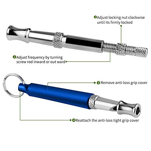 IKAAR Dog Whistle Ultrasonic Dog Whistles for Recall with Lanyard & Adjustable Frequencies and Clicker Training for Dogs Set Blue - PawsPlanet Australia