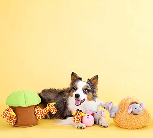 ZippyPaws Zoo Friends Burrow Interactive Dog Toys - Hide and Seek Dog Toys and Puppy Toys, Colorful Squeaky Dog Toys, and Plush Dog Puzzles Giraffe Lodge - PawsPlanet Australia