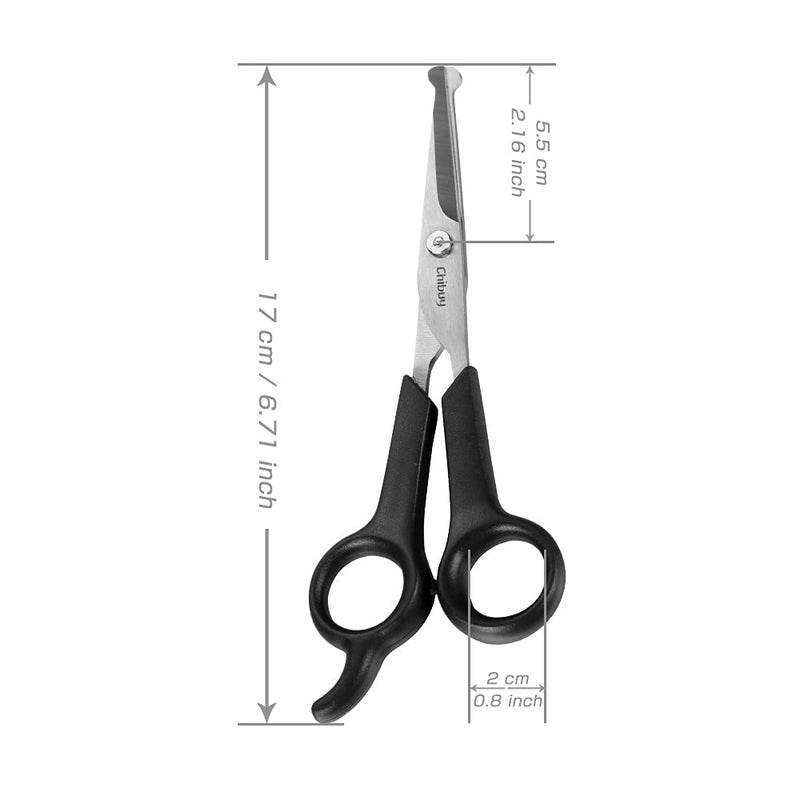 Chibuy Professional Pet Grooming Scissors with Round Tip Stainless Steel Dog Eye Cutter for Dogs and Cats, Professional Grooming Tool, Size 6.70" x 2.6" x 0.43" 1. Grey - PawsPlanet Australia