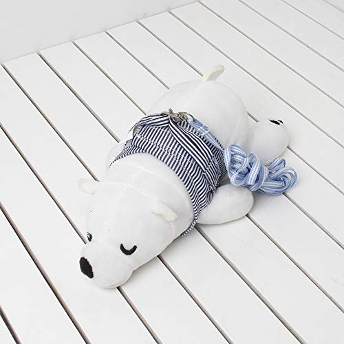 Yissone Blue Stripe Hamster Harness Vest, Small Animal Walking Lead Rope Carrier with Adjustable Leash for Puppy Squirrel Rabbit Chinchilla Outdoor Blue M - PawsPlanet Australia