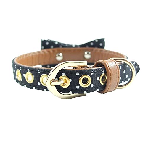 Dog Bow Tie Collar Dachshund Terrier Cockapoo French Bull Dog (Medium, Black White spots) Medium - PawsPlanet Australia