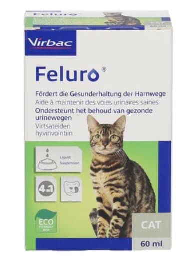 Virbac Feluro | Double pack | 2 x 60ml | Supplementary food for cats | To support maintaining the health of the urinary tract | For cell health during oxidative stress - PawsPlanet Australia