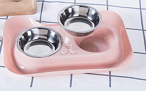 [Australia] - Cat Feeding Bowls with Double Stainless Steel with No Spill for Cats and Dogs for Any Size Pets with 3 Color (Green, Pink and Blue) Green 