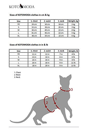 Kotomoda Sphynx Cat's turtleneck Maxi InRed Naked Cat Hairless Cat Clothes (L) L - PawsPlanet Australia