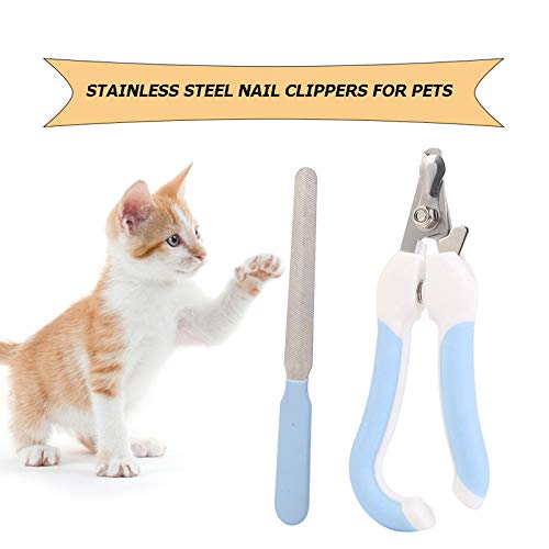 IKAAR Cat Nail Clipper Dog Nail Clippers Stainless Steel Claw Cutters Pet Nail Clipper with Nail File Animal Claws Scissor Cut Set Kit for Small Dogs Cats Birds Blue - PawsPlanet Australia