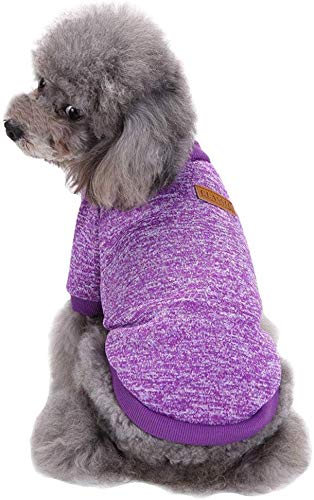 Ducomi Classic Sweatshirt with Elasticated Cuffs and Collar in Soft Fleece Cotton for Dogs and Cats (Purple, XXL) Purple - PawsPlanet Australia