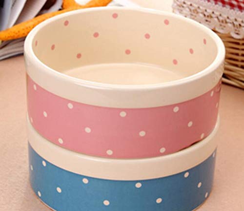 [Australia] - HCDD Ceramic Cat Bowl,Alphabet Bowl,Pet Supplies,Blue,Pink,Height 2.36 in,Caliber 6.49 in,Weighs About 450g. blue 