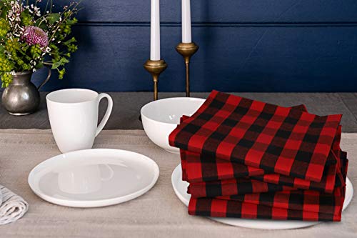 Urban Villa Set of 6 Kitchen Towels 20×30 Inch 100% Cotton Highly Absorbent Dish Towels Premium Quality Ultra Soft Bar & Tea Towels with Mitered Corners- Red/Black - PawsPlanet Australia