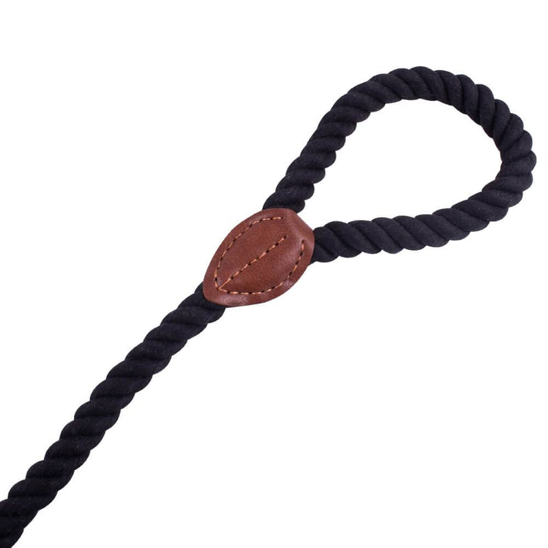 AllPetSolutions Black Rope Dog Lead | Durable Braided Puppy Training Leash | Strong Dog Lead | Soft Cotton Dog Lead Handle | 1.2m - PawsPlanet Australia