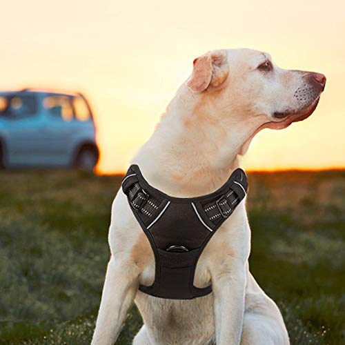 [Australia] - Dog Harness No Pull Adjustable Reflective Pet Harness Easy Control Handle Oxford Soft Mesh Vest for Small Medium Large Dogs Walking Training Running with 2 Leash Clips, Black S (Chest: 14"-28.5") 