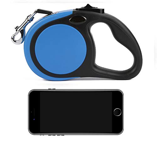 Retractable Dog Leash, one-Handed Multi-Function Lock and Detachable bite Expander, 360° Non-tangling, Heavy-Duty Retractable Dog Leash;16 ft Strong Nylon Belt/Ribbon;One-Handed Brake, Pause, Lock Blue 6.57x 3.81 x 1.29 inches - PawsPlanet Australia