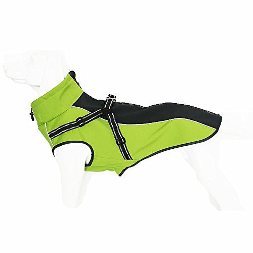 [Australia] - U only you Dog Coats Technical Jacket Sport Parka Outdoor Vest,Waterproof Fleece Lined Dog Sport Apparel Outdoor Clothing with Reflective Stripes,Dog Harness Integrated Design Medium Green 