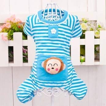 S-Lifeeling Puppy Clothes Dog Coat Jumpsuit Comfy Dog Pajamas Dog Shirt Stripes Pet Dog Clothes XS blue - PawsPlanet Australia