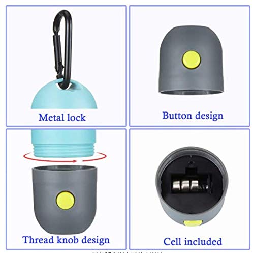 Dog Poop Bags Dispenser with LED Flashlight with 3 Rolls of Black Leak-Proof bags and Hook-Loop Fastener - PawsPlanet Australia
