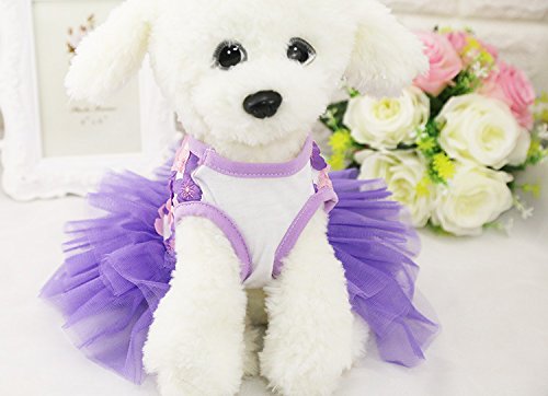 [Australia] - FAIRYPET Sweet Puppy Dog Princess Peach Blossom Skirt Pet Lace Cake Camisole Tutu Dress XS( Back: 7.87" Chest: 11.81" ) Purple 