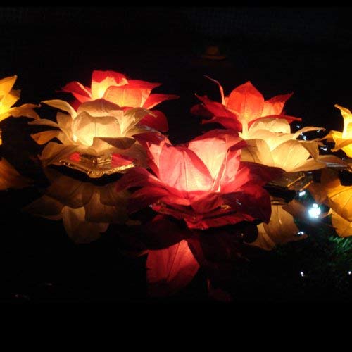 4 x Coloured Garden / Pond / Water Floating Lanterns with Tealights (4 x Red Flowers) 4 X Red Flowers - PawsPlanet Australia