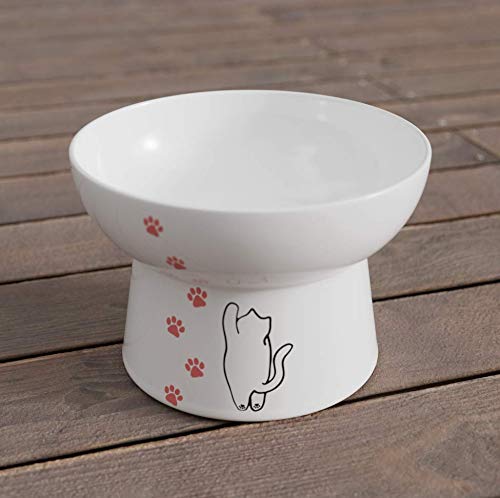 Raised Cat Bowl,Elevated, Porcelain Made, Pet Supplies, Backflow Prevention, Stress Free, Small to Medium, Safety Choice for Your lovely pet, Superior for Wet and Dry Food - PawsPlanet Australia