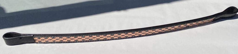 Cwell Equine English Leather Crystal Browband 5/8" with 5 rows chain rectangle peach glass mini crystal Diamonds Black Full (810-18-19) - PawsPlanet Australia