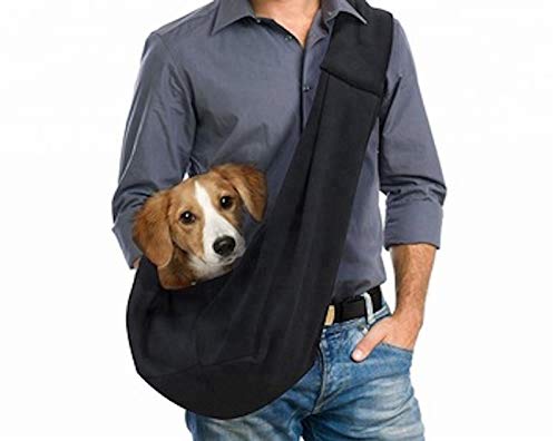 [Australia] - Willemer Adjustable Hands Free Reversible Carrier Sling for Small Dogs Cats Black 