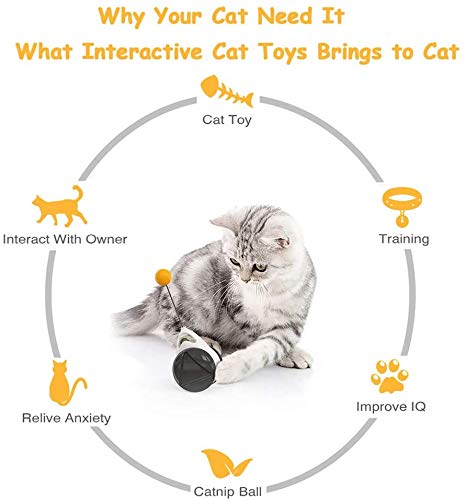 MOMSIV Cat Toy,Interactive Toys for Indoor Cats with Ball Black ball, Cats Kitten Toys with Food Dispenser Puzzle Entertainment Self Rotating Toys,interactive Rotating Mode cat supplies - PawsPlanet Australia