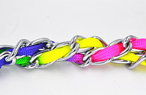 [Australia] - JWPC Rainbow Color Stainless Steel P Chock Metal Chain Training Dog Pet Collars Necklace Walking Training Pet Supplies Small Medium Large Dogs 4.0mm*60cm/(23.7") (collar) 