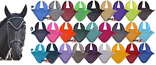 Diamante Crystal Horse Fly Hood Veil Ear Bonnet Flyveil Cotton Crochet Handmade Glitter (COB, Berry) COB - PawsPlanet Australia