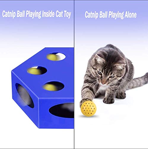 [Australia] - YUEJING Cat Toy Electric Upgrade, Interactive Cat Toys for Indoor Cats with Rotating Worm Teaser and Catnip Ball, Automatic Kitten Toy Low Noise (15 Min Auto Off Timer, Battery Included) Auto-time Cat Toy Blue 