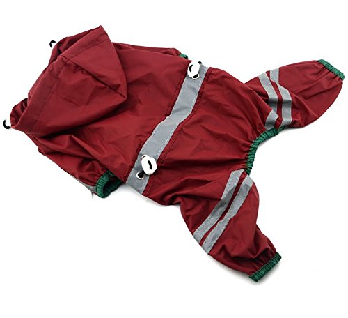 Zerodis Dog Hood Raincoat, Breathable Waterproof Reflective Streaks Cat Dog Jacket Lightweight Dog Cape Slicker Jumpsuit with Elastic Leg Straps(M) M - PawsPlanet Australia