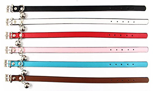 [Australia] - JIngwy Metal Buckle Pet Collar and Leash Set with Bell Suit for Cats or Puppy Dogs White/Black/Red/Pink/Blue/Brown S (Collar) Red 