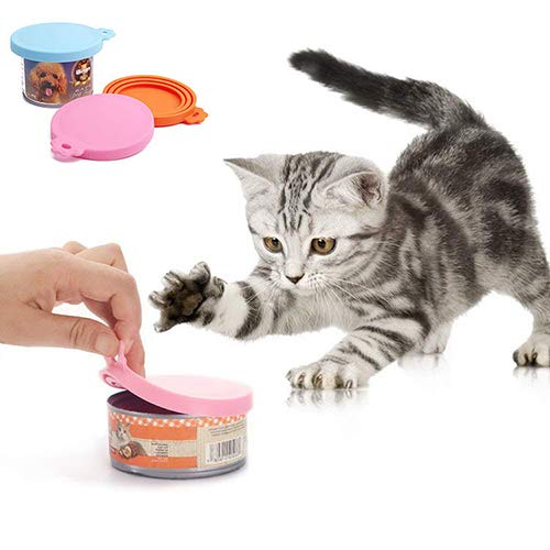 Sprießen 4 Pet Canned Food Silicone Lids, Universal Food Can Cap Closure Lids with 1 Stainless Steel Spoon, Reusable Dog Cat Food Storage Lids for Canned Food for Cats Dog - PawsPlanet Australia