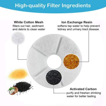 HelloCreate 6Pcs Replacement Filters Activated Carbon Filters For Pet Flower Water Flow Drinking Fountain 2.6L - PawsPlanet Australia