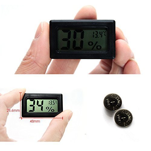 ARCELI 2-in-1 Digital LCD Embedded Thermometer Hygrometer with External for Reptile Incubator Aquarium Poultry - Black - PawsPlanet Australia