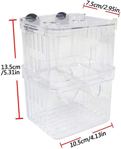 SINQORCN Fish Separation Breeder Box，Aquarium Fish Tank Hatchery Incubator Breeding Box，Acrylic Breeder Isolation Box Aquarium Fish Tank Hatchery Incubator with Suction Cups(M 4.13x2.95x5.31in) M 4.13x2.95x5.31in - PawsPlanet Australia