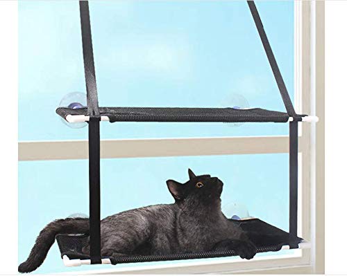 Kitty Sunny Seat,Cat Window Perch Cat Window Bed Hammock Up to 44lb Can Be Installed on Small Window Soft Mats, for Large Cat and Kitten (Double Layers, Black) - PawsPlanet Australia