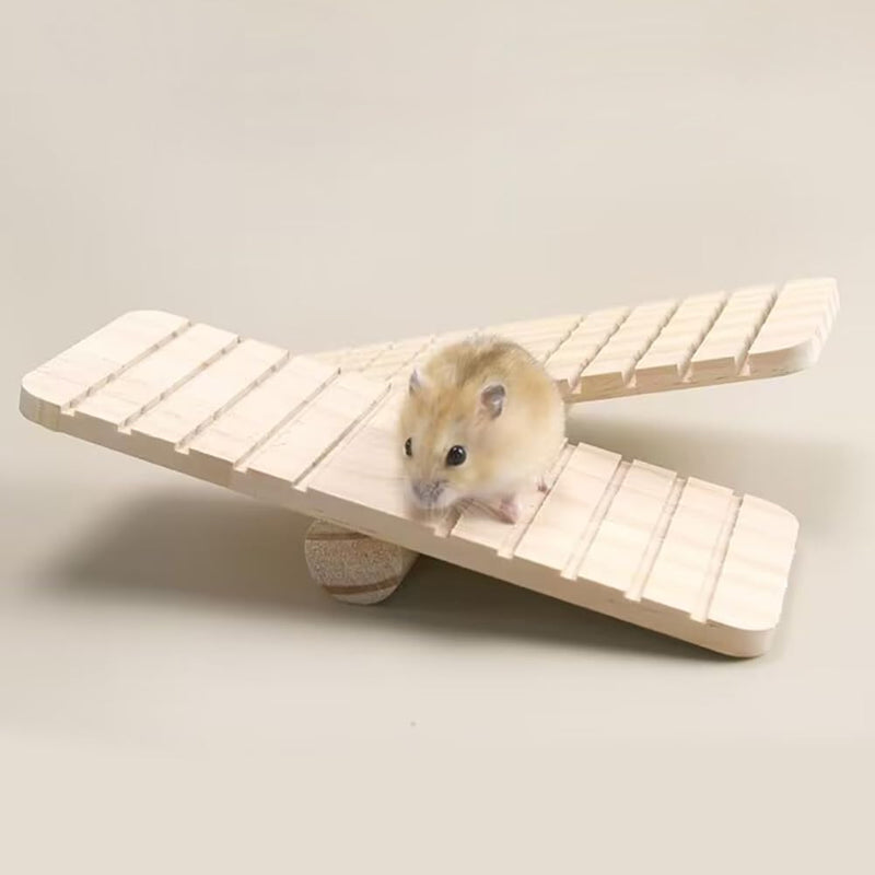 Hamster seesaw, wooden seesaw for hamsters, small pet seesaw, hamster seesaw, non-slip seesaw pet wooden bridge climbing, for hamsters, squirrels, guinea pigs, small animals - PawsPlanet Australia