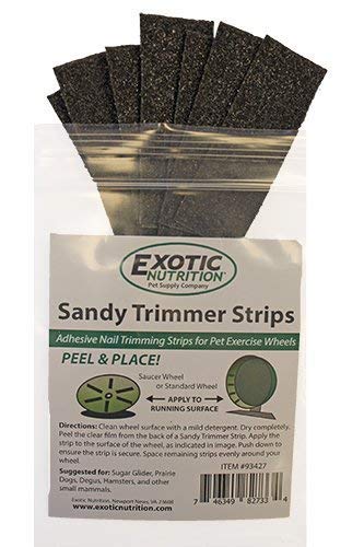 [Australia] - Exotic Nutrition Sandy Trimmer Strips (Large) (8 Strips) - Adhesive Nail Trimming Strips for Pet Exercise Wheels - Sugar Gliders, Prairie Dogs, Degus, Squirrels, Chinchillas 