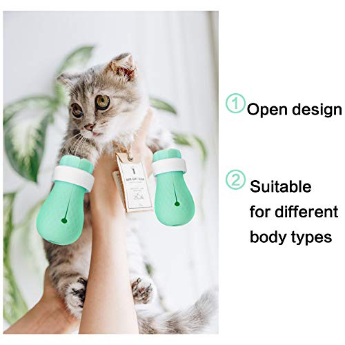 [Australia] - Fanme Anti-Scratch Boots Silicone Cat Shoes Boots Rubber Nail Cover Precaution Scratch Gloves Cat Paw Protector Pet Grooming Scratching Booties for Home Bathing Shaving Checking Treatment 